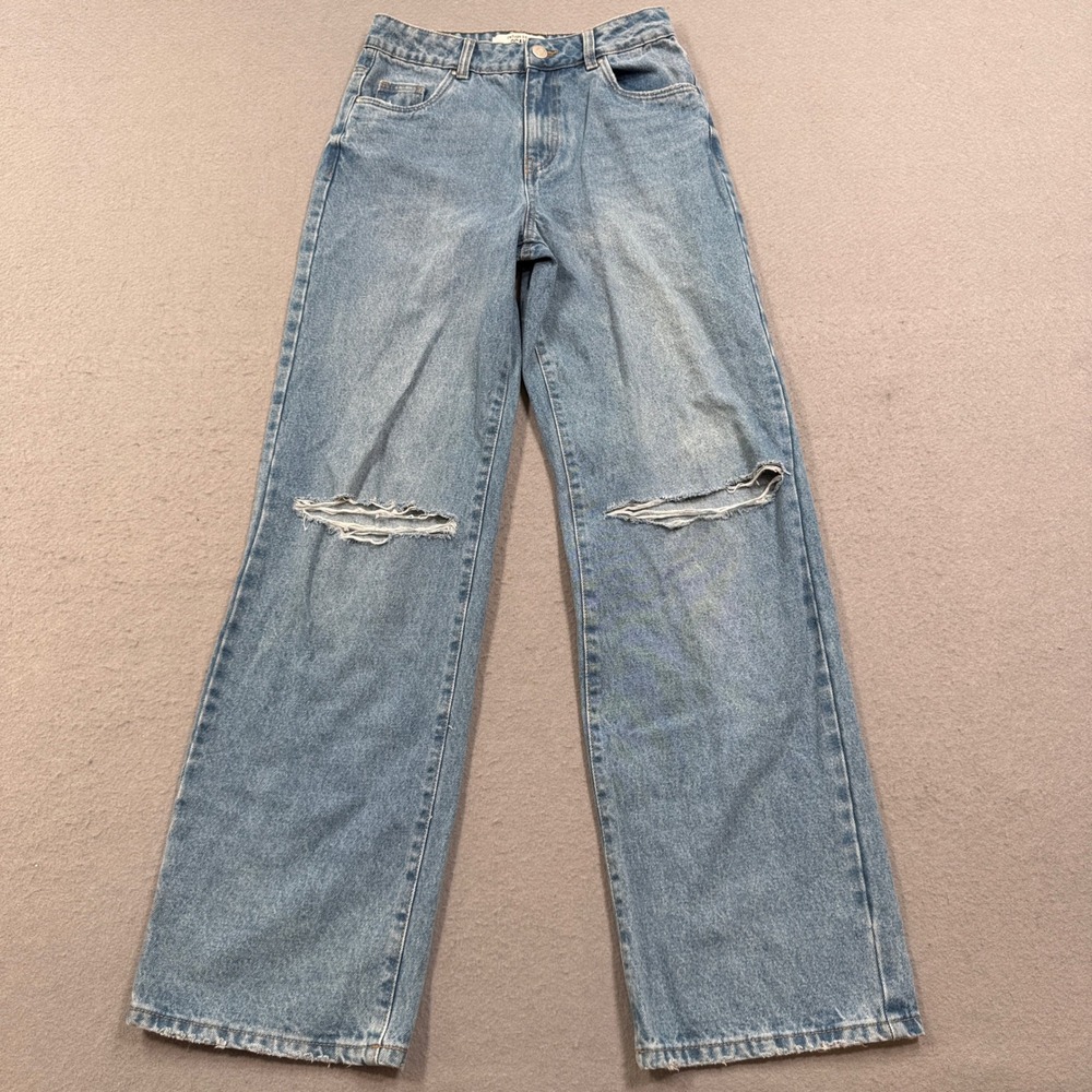 Refuge Baggy Jeans Women's 1 Blue Denim Osaka Wide Leg High Rise Distressed Y2K